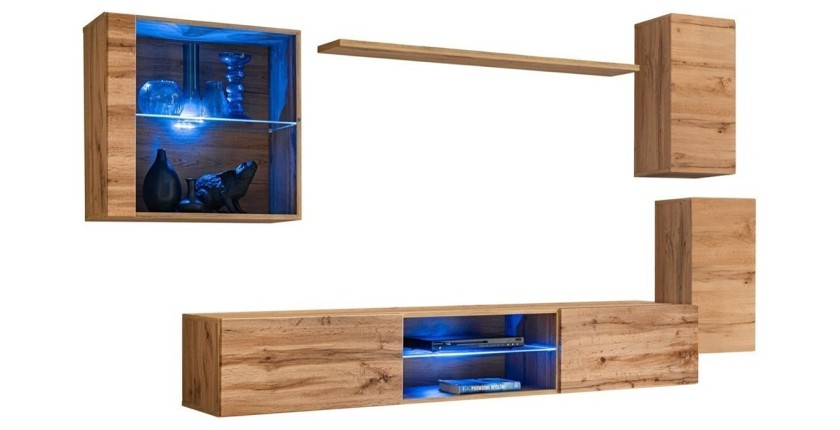 Ensemble meubles de salon SWITCH XXIII design, coloris chêne.