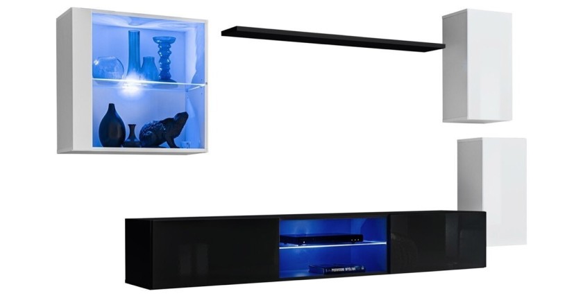 Ensemble meubles de salon SWITCH XXIII design, coloris blanc et noir