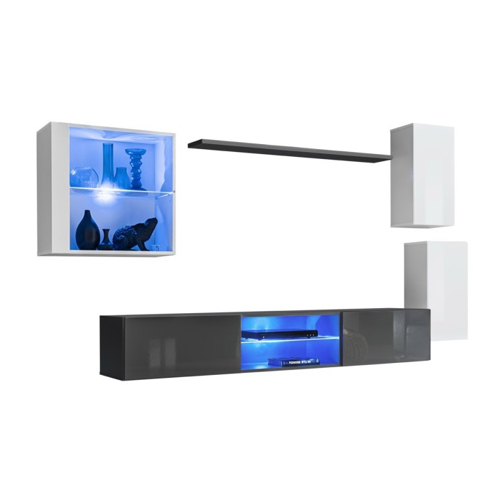 Ensemble meubles de salon SWITCH XXIII design, coloris blanc et gris