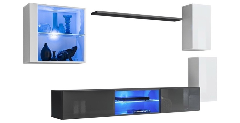 Ensemble meubles de salon SWITCH XXIII design, coloris blanc et gris