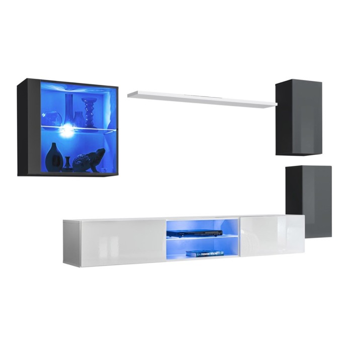 Ensemble meubles de salon SWITCH XXIII design, coloris gris et blanc