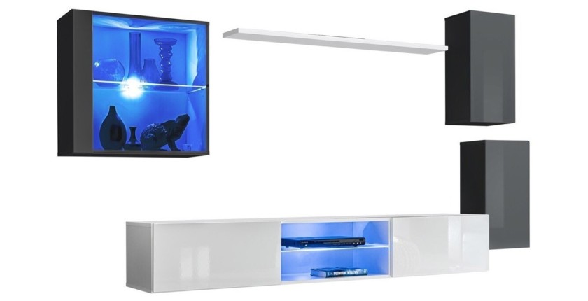Ensemble meubles de salon SWITCH XXIII design, coloris gris et blanc
