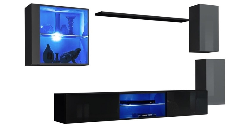 Ensemble meubles de salon SWITCH XXIII design, coloris gris et noir