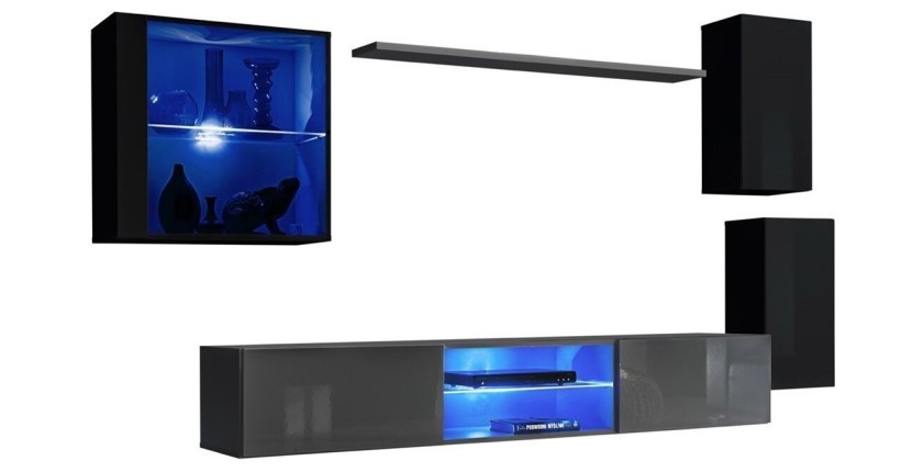 Ensemble meubles de salon SWITCH XXIII design, coloris noir et gris