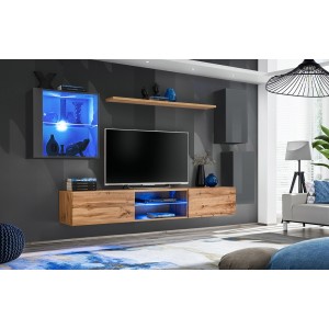 Ensemble meubles de salon SWITCH XXIII design, coloris gris et chêne