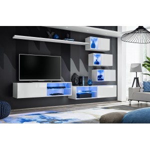 Ensemble meubles de salon SWITCH XXIV design, coloris blanc brillant.