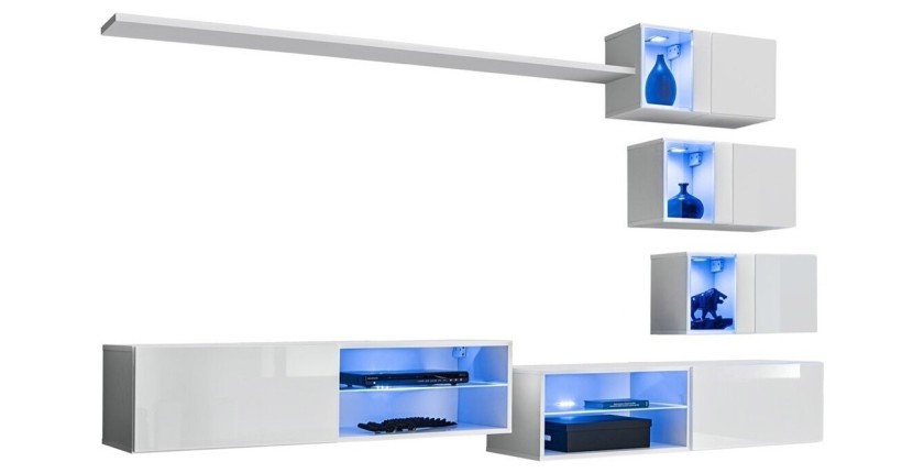Ensemble meubles de salon SWITCH XXIV design, coloris blanc brillant.