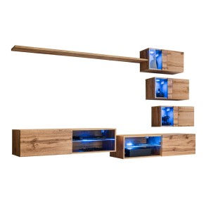 Ensemble meubles de salon SWITCH XXIV design, coloris chêne.