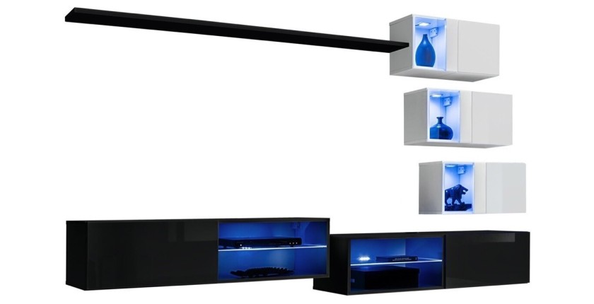 Ensemble meubles de salon SWITCH XXIV design, coloris noir et blanc.