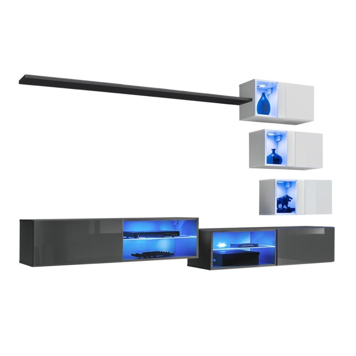 Ensemble meubles de salon SWITCH XXIV design, coloris Gris et blanc.