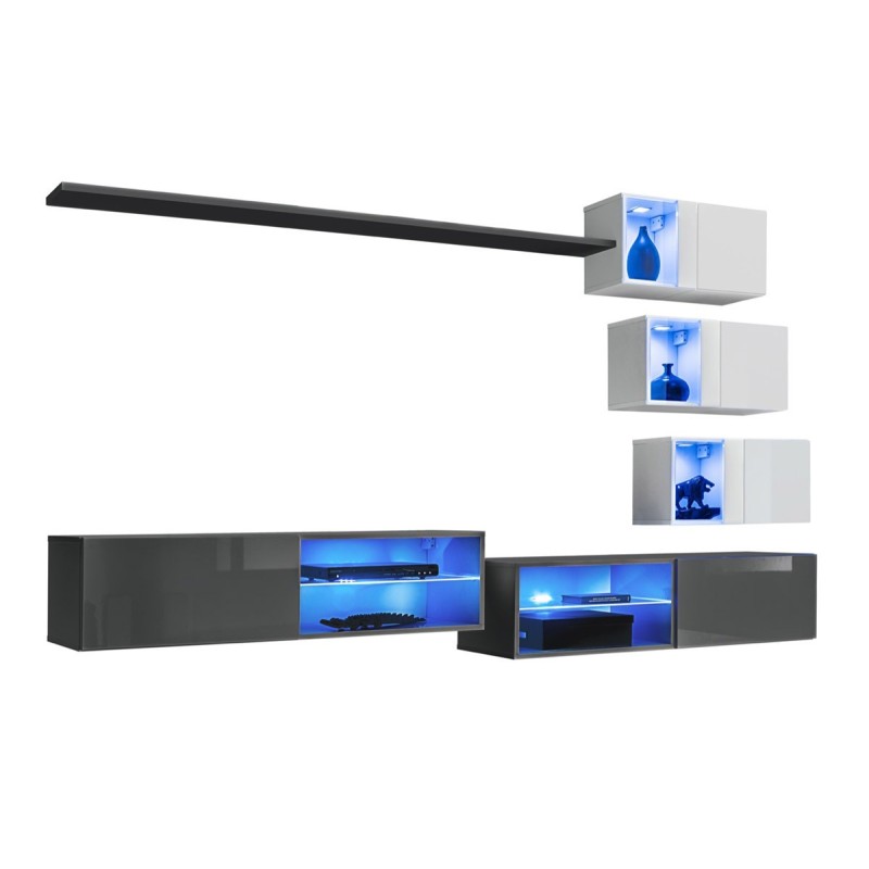 Ensemble meubles de salon SWITCH XXIV design, coloris Gris et blanc.