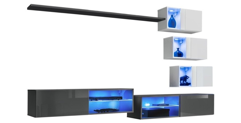 Ensemble meubles de salon SWITCH XXIV design, coloris Gris et blanc.