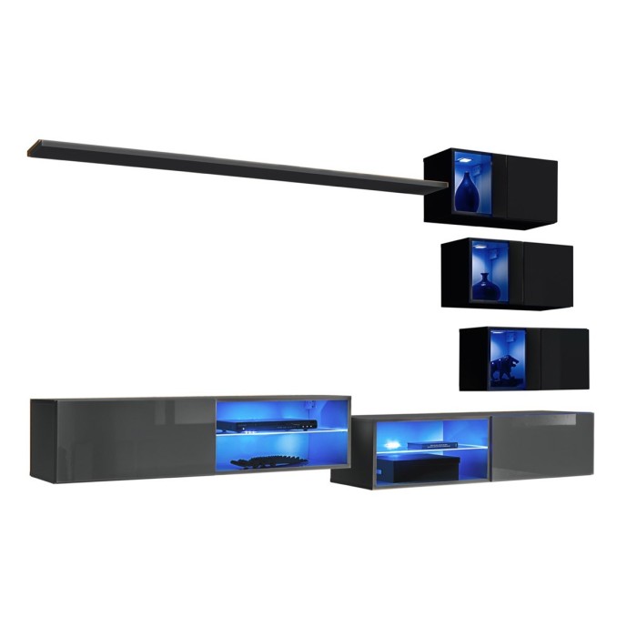 Ensemble meubles de salon SWITCH XXIV design, coloris Gris et noir.