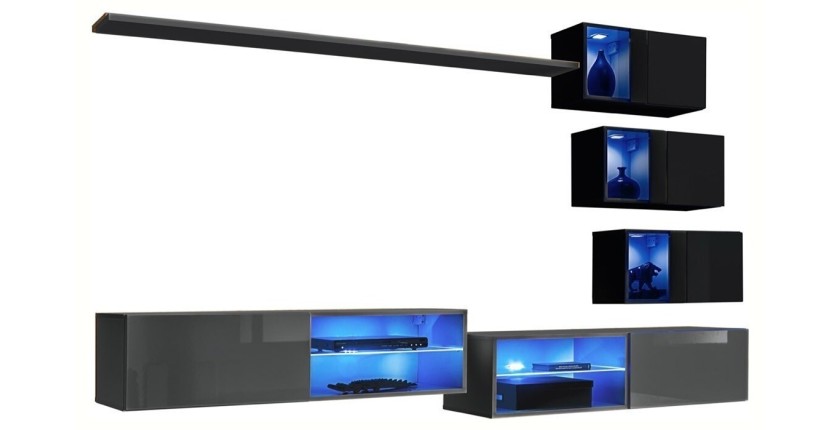 Ensemble meubles de salon SWITCH XXIV design, coloris Gris et noir.