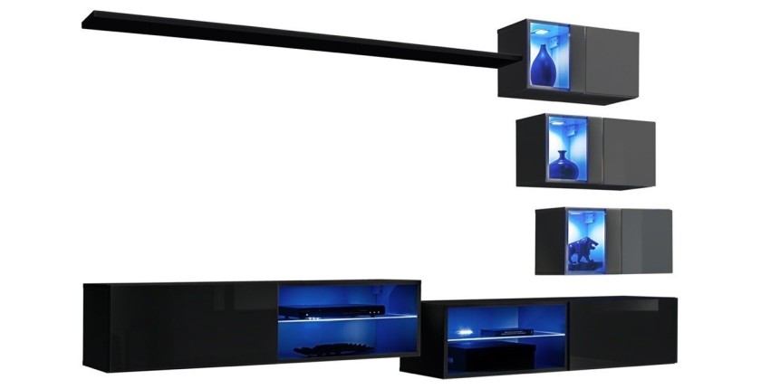 Ensemble meubles de salon SWITCH XXIV design, coloris noir et gris.