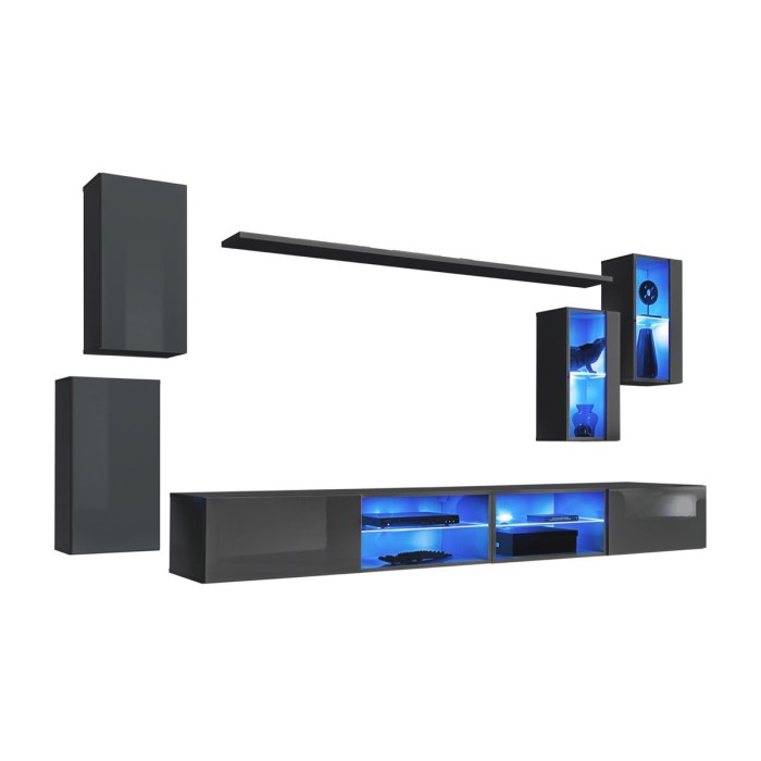 Ensemble meubles de salon SWITCH XXV design, coloris gris brillant.