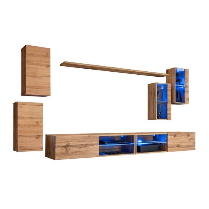 Ensemble meubles de salon SWITCH XXV design, coloris chêne.