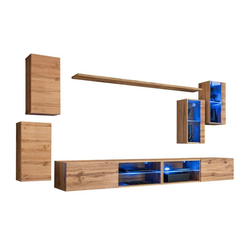 Ensemble meubles de salon SWITCH XXV design, coloris chêne.