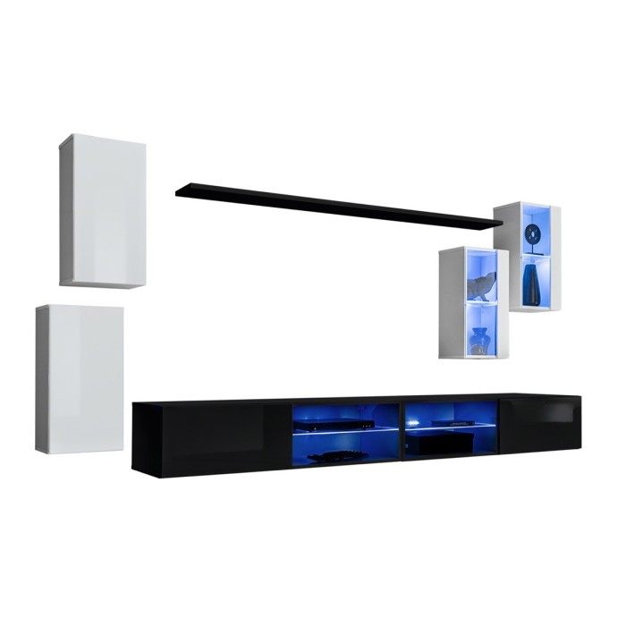 Ensemble meubles de salon SWITCH XXV design, coloris blanc et noir.