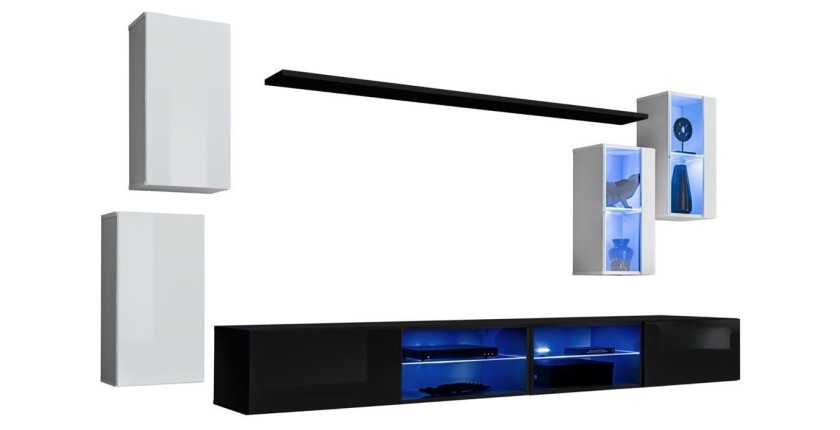 Ensemble meubles de salon SWITCH XXV design, coloris blanc et noir.