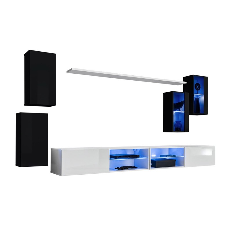 Ensemble meubles de salon SWITCH XXV design, coloris noir et blanc.