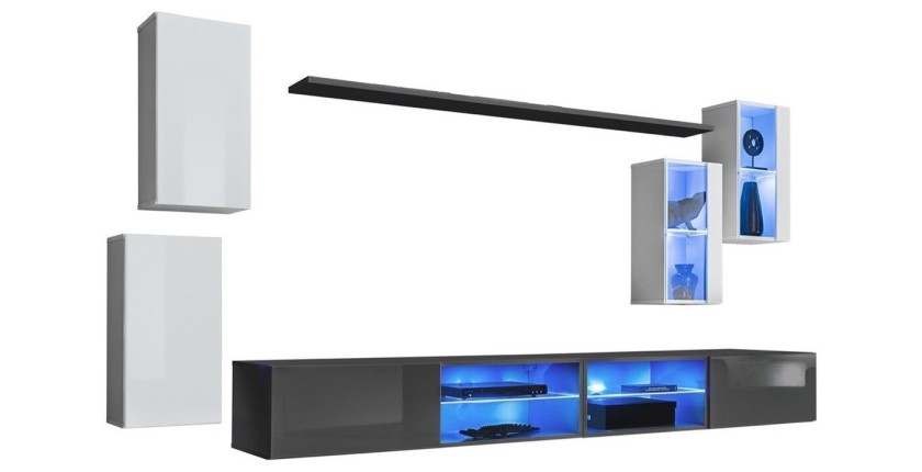 Ensemble meubles de salon SWITCH XXV design, coloris blanc et gris.