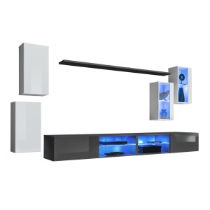 Ensemble meubles de salon SWITCH XXV design, coloris blanc et gris.