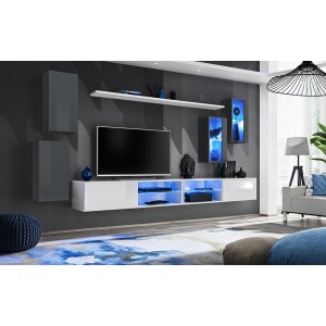 Ensemble meubles de salon SWITCH XXV design, coloris gris et blanc.