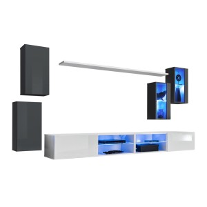 Ensemble meubles de salon SWITCH XXV design, coloris gris et blanc.