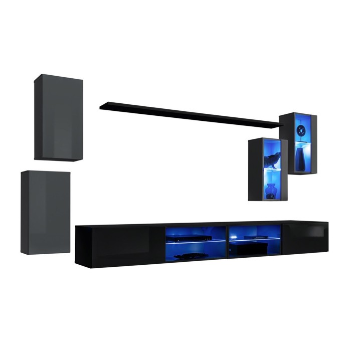 Ensemble meubles de salon SWITCH XXV design, coloris gris et noir.