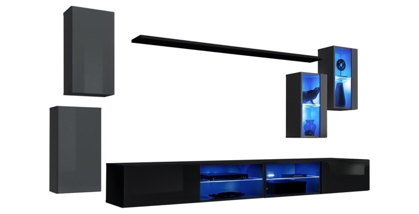 Ensemble meubles de salon SWITCH XXV design, coloris gris et noir.