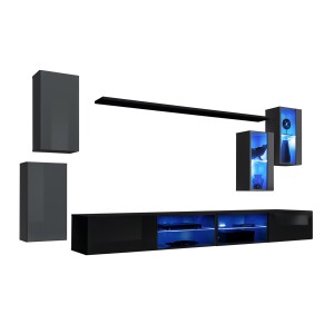 Ensemble meubles de salon SWITCH XXV design, coloris gris et noir.