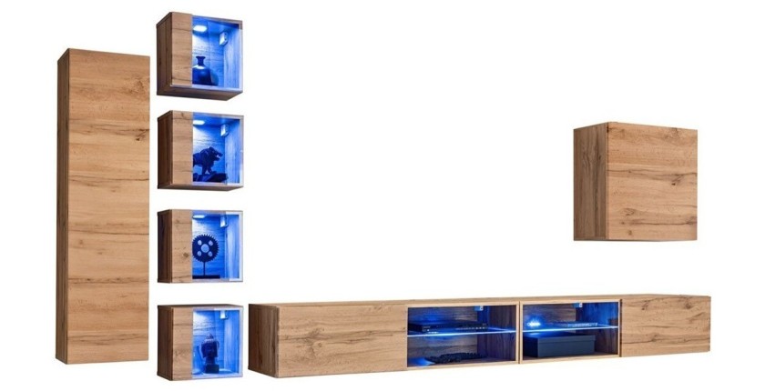 Ensemble meubles de salon SWITCH XXVI design, coloris chêne.