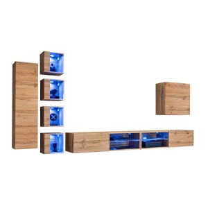 Ensemble meubles de salon SWITCH XXVI design, coloris chêne.