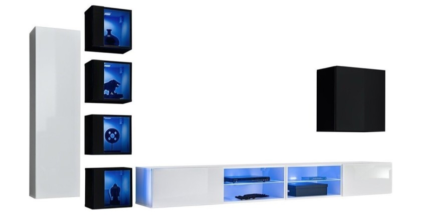 Ensemble meubles de salon SWITCH XXVI design, coloris blanc et noir.