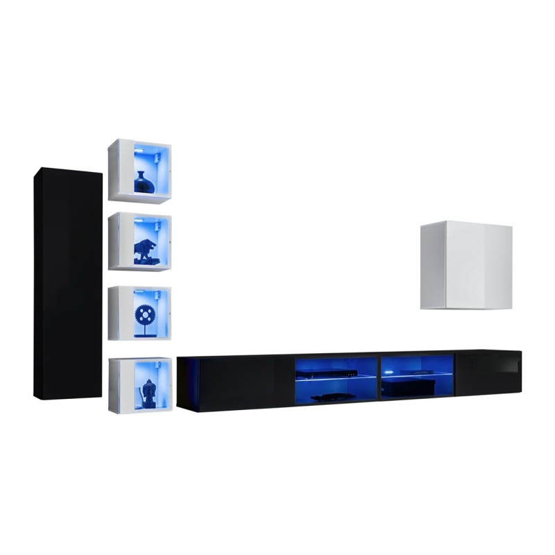 Ensemble meubles de salon SWITCH XXVI design, coloris noir et blanc.