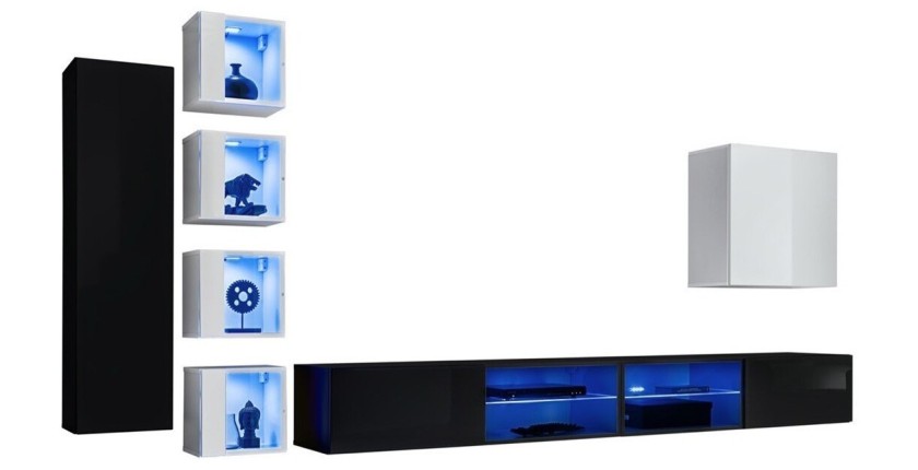 Ensemble meubles de salon SWITCH XXVI design, coloris noir et blanc.