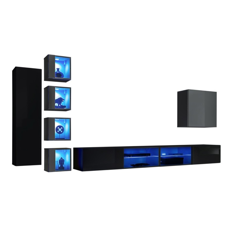 Ensemble meubles de salon SWITCH XXVI design, coloris noir et gris.