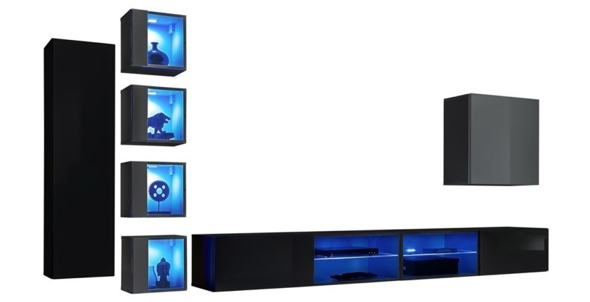 Ensemble meubles de salon SWITCH XXVI design, coloris noir et gris.