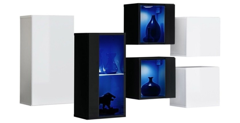 Ensemble meubles de salon SWITCH SBIV design. Coloris blanc et noir.