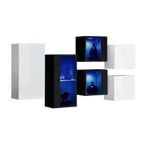 Ensemble meubles de salon SWITCH SBIV design. Coloris blanc et noir.