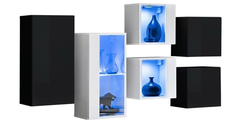 Ensemble meubles de salon SWITCH SBIV design. Coloris noir et blanc.