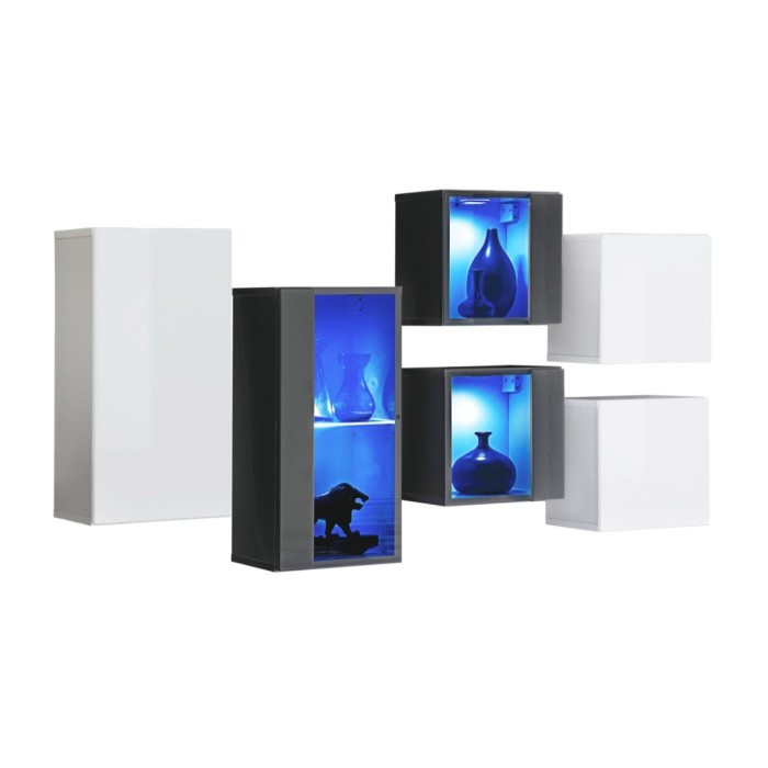 Ensemble meubles de salon SWITCH SBIV design. Coloris blanc et gris.