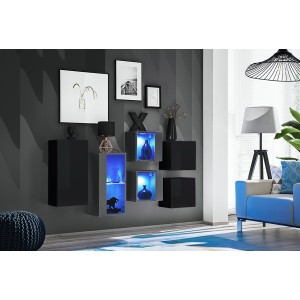 Ensemble meubles de salon SWITCH SBIV design. Coloris noir et gris.