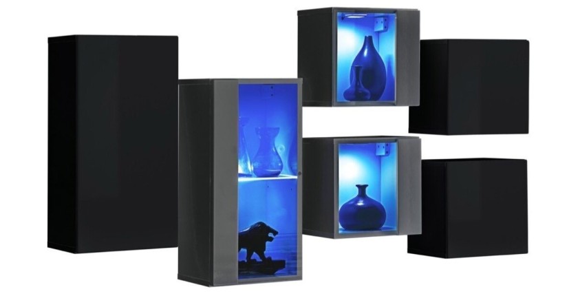 Ensemble meubles de salon SWITCH SBIV design. Coloris noir et gris.