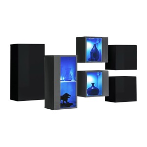 Ensemble meubles de salon SWITCH SBIV design. Coloris noir et gris.