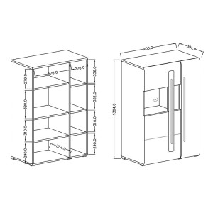 Vitrine design XL collection BREDA. LED incluses. Coloris blanc mat et blanc brillant.