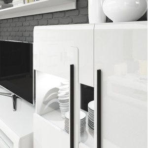 Vitrine design XL collection BREDA. LED incluses. Coloris blanc mat et blanc brillant.