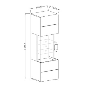 Vitrine collection  OHIO. Couleur gris anthracite et chêne. LED incluses