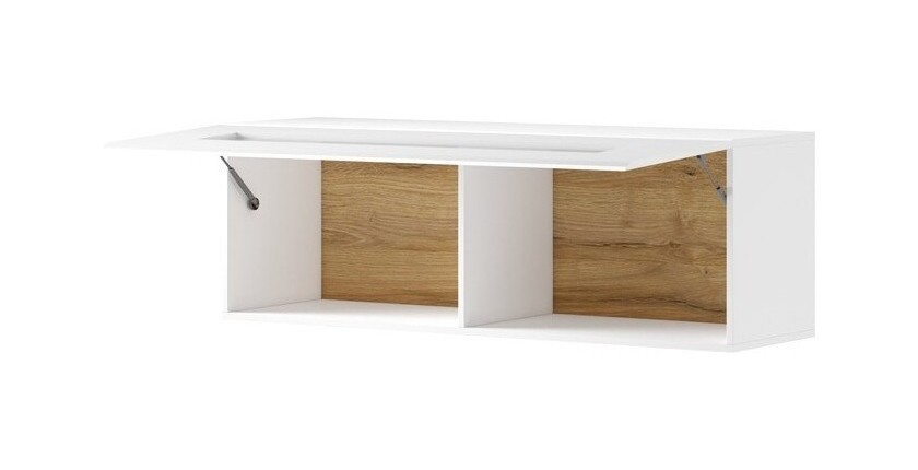 Vitrine suspendue horizontale collection OHIO coloris blanc et finitions chêne.